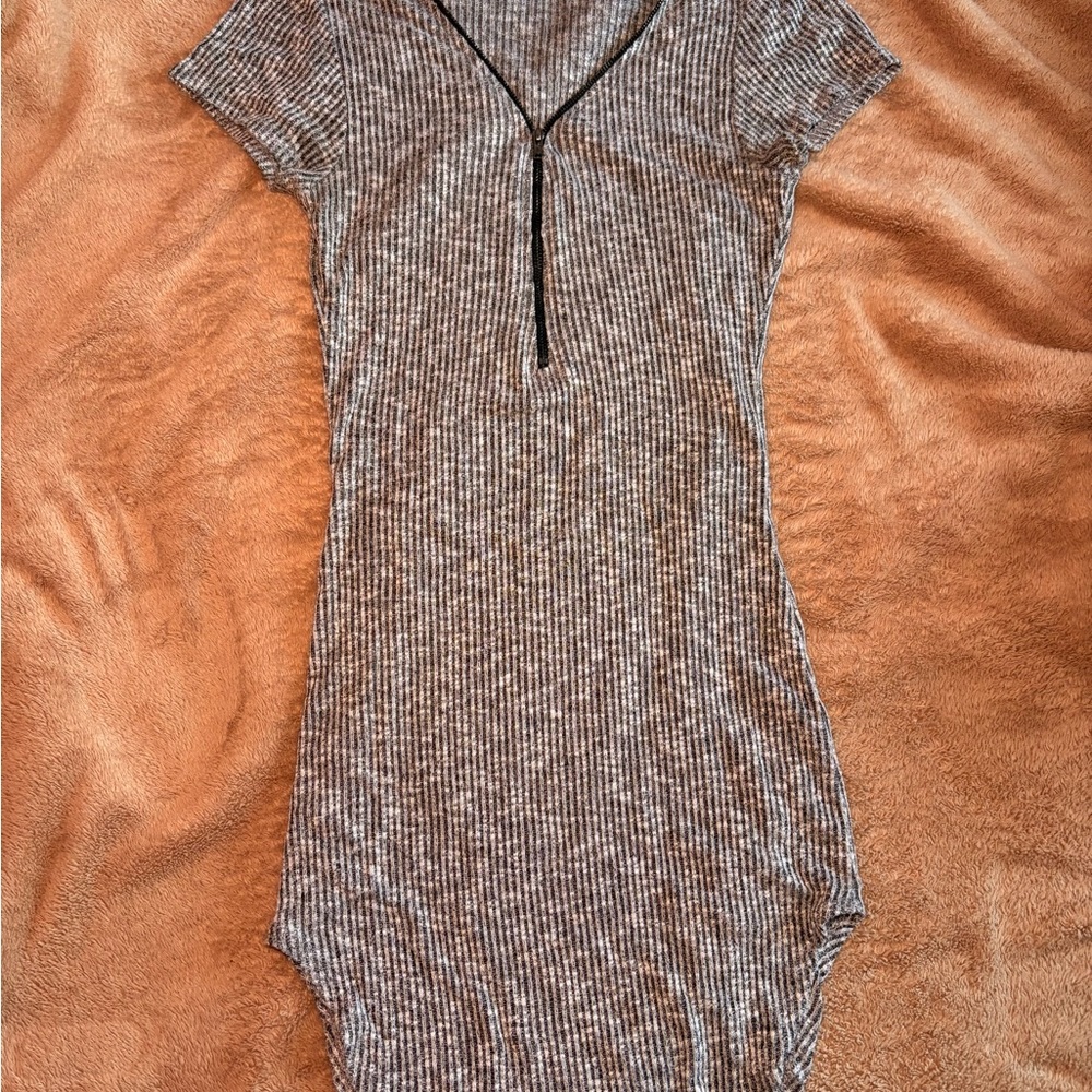 Striped Ribbed Short Sleeve Tunic